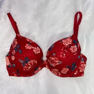 Pink Floral Push up Bra